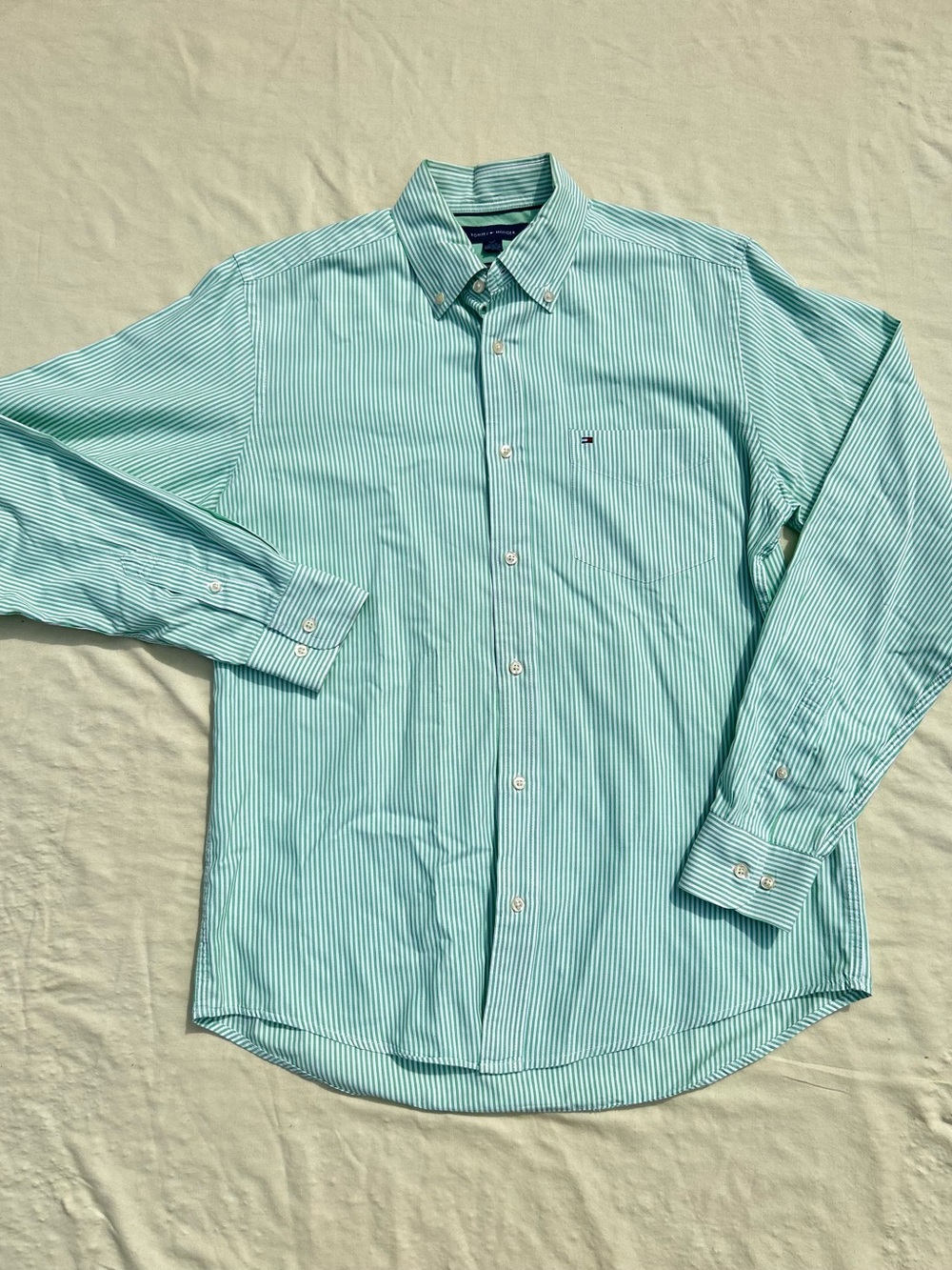 Tommy Hilfiger Men’s Mint Green Stripe Button-Down Shirt